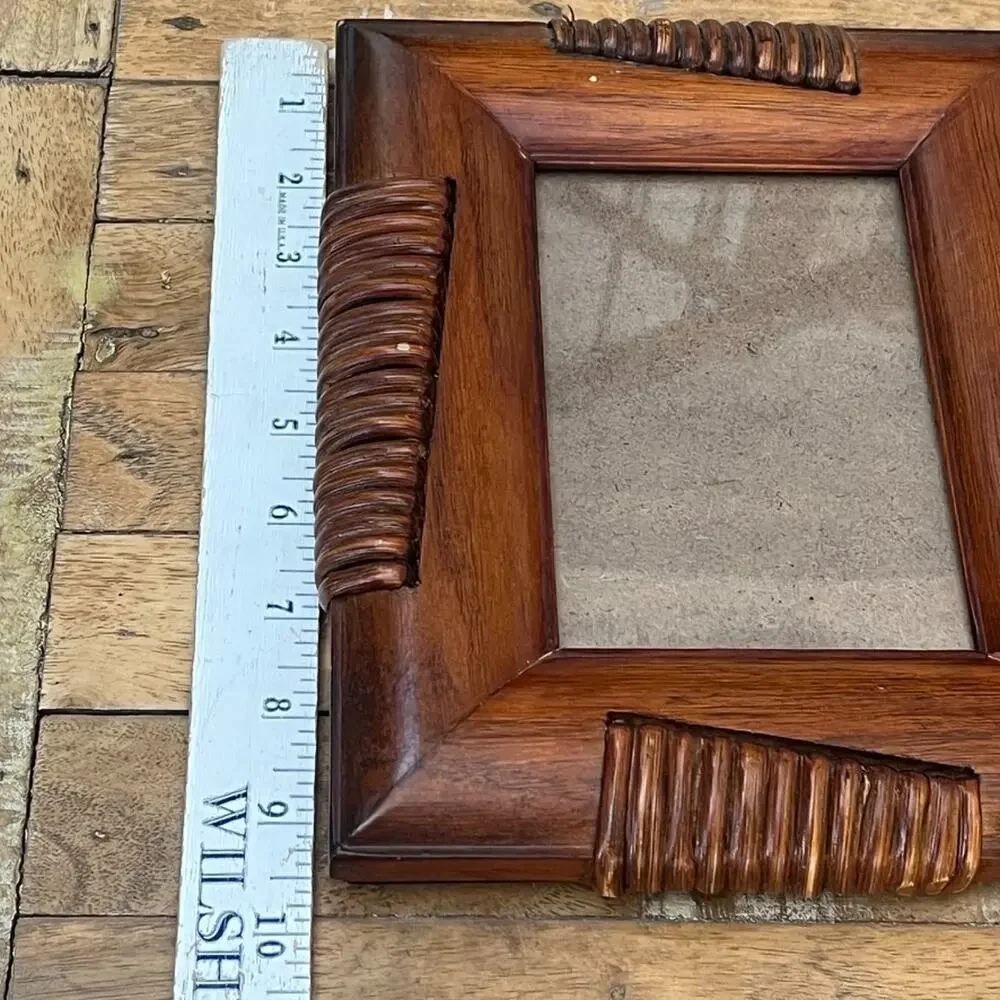 Sicura Designs Rattan & Wood Photo Frame 4x6 in Abstract Rattan Collection